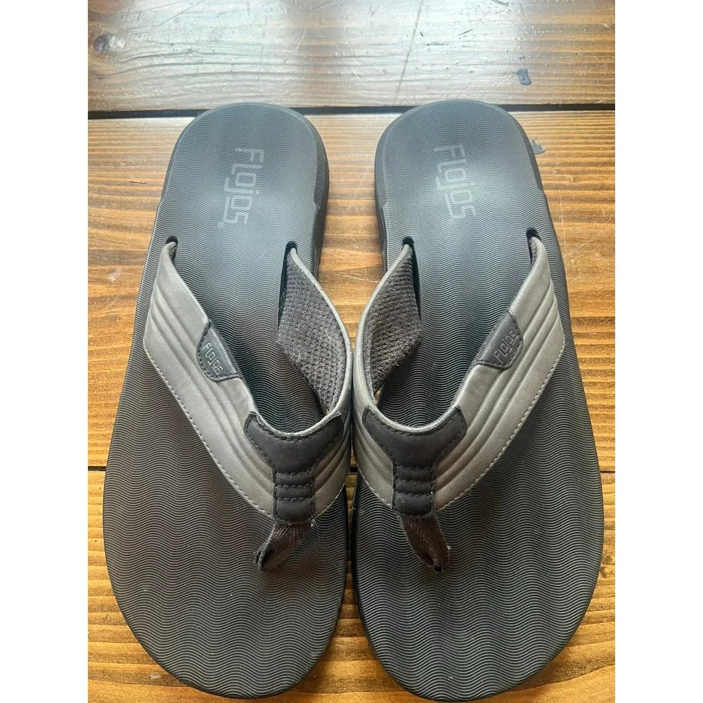 Flojos Mens Flip Flop Sandals Charcoal Gray Black Thong Comfort‎ Beach Shoes